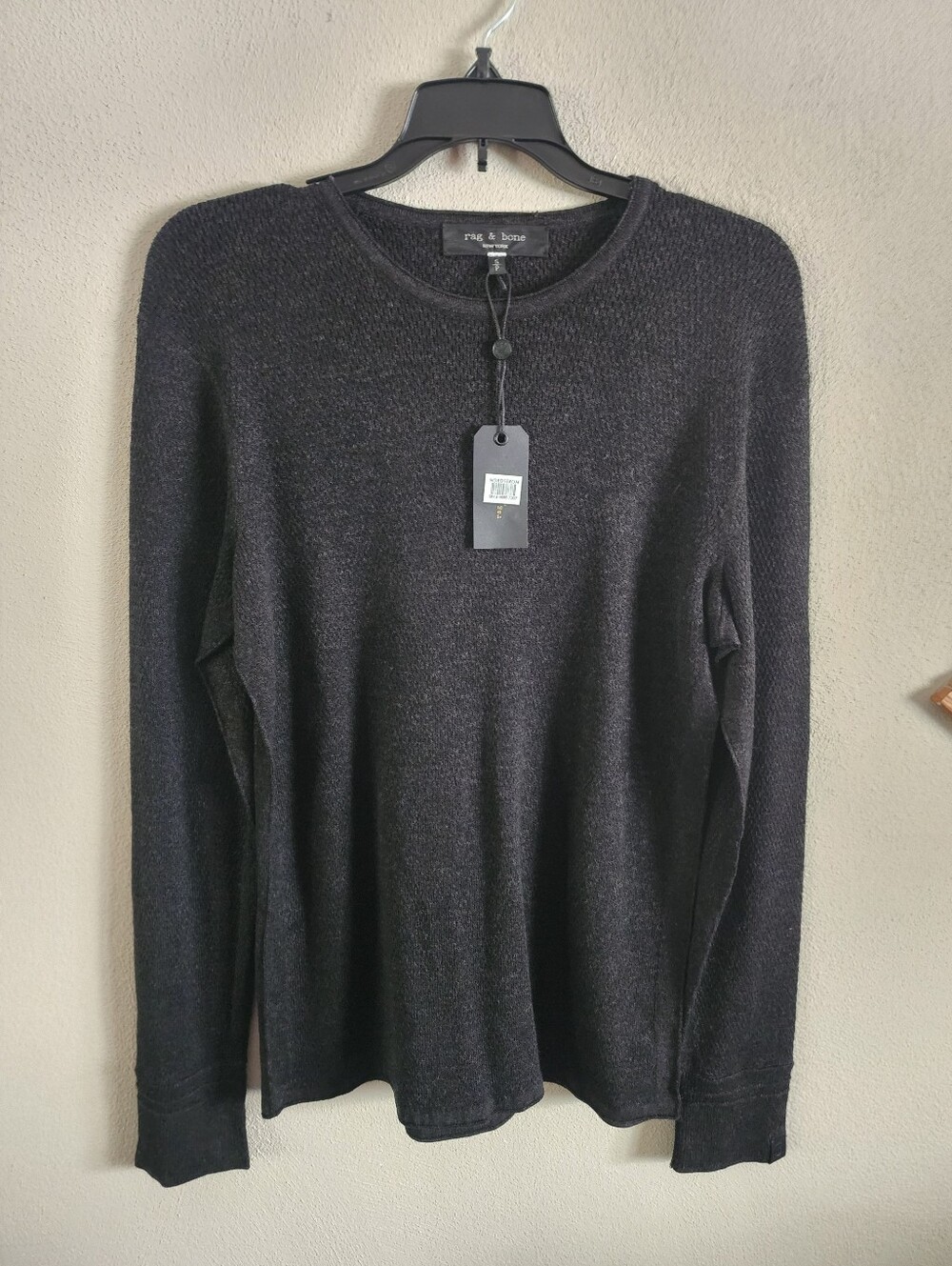 Rag & Bone Mens NWT Merino Wool Linen Waffle Knit Crewneck Sweater Small S